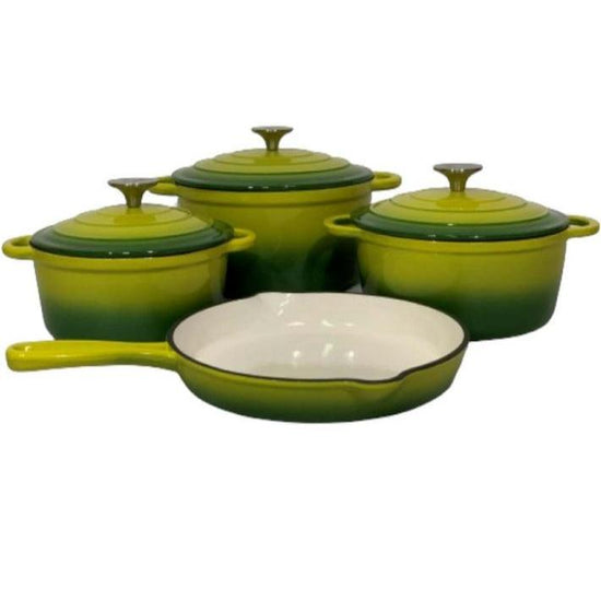 Cast Iron 7 Piece Cookware Pot Set Green