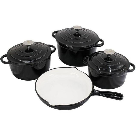 Cast Iron 7 Piece Cookware Pot Set Black