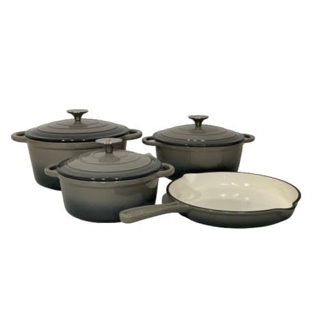 Cast Iron 7 Piece Cookware Pot Set Grey