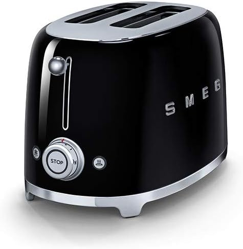 Smeg Retro 1.7l Kettle & 2 Slice Toaster Black Combo KLF03BLSA + TSF01BLSA