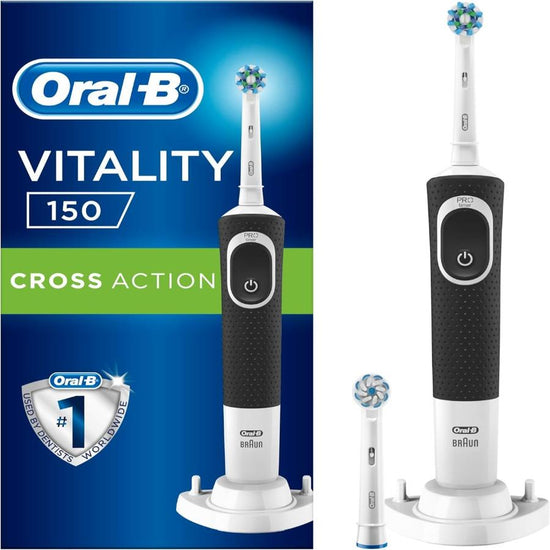 Oral-B D100 Vitality Adult Cross Action Rechargeable Electric Toothbrush, Black