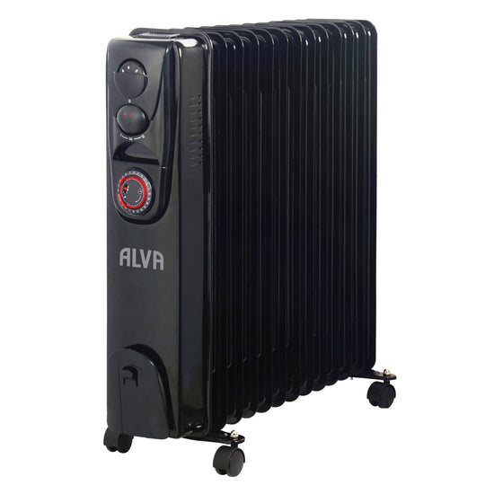 Alva 13 Fins 2500w Oil Filled Heater Timer Function Glossy Black AOH202-13