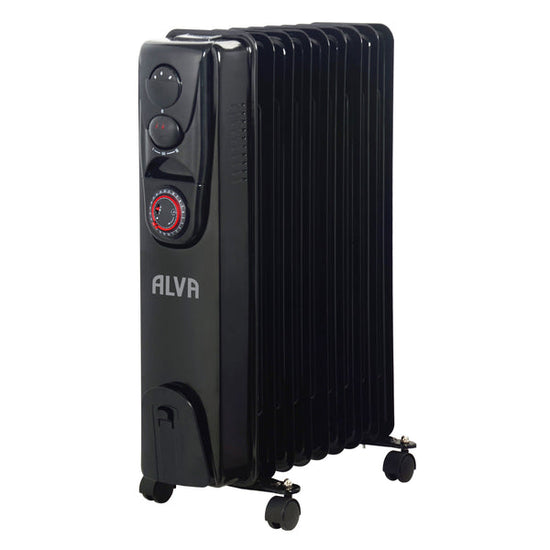 Alva 9 Fins 2000w Oil Filled Heater Timer Function Glossy Black AOH202-9