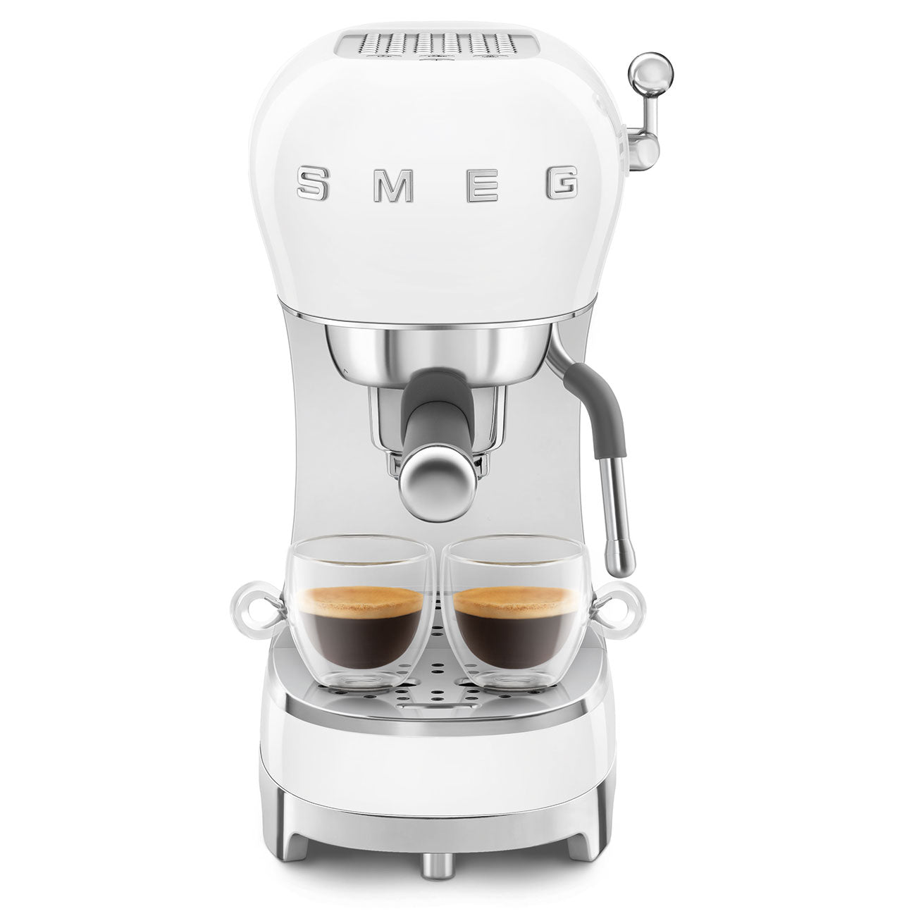 Smeg 50's Style Espresso Manual Coffee Machine White ECF02WHEU