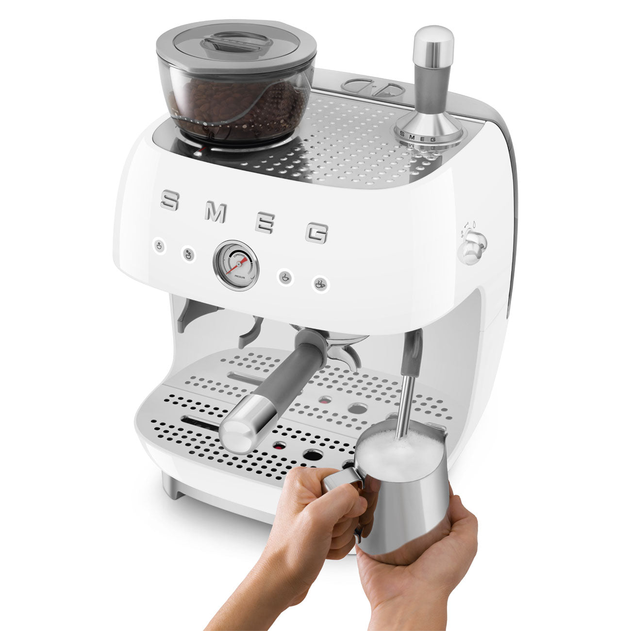 Smeg 2.4L White Espresso Coffee Machine EGF03WHEU