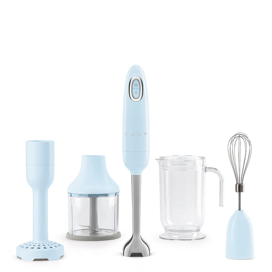 Smeg 50's Style Hand Blender With Accessories Pastel Blue HBF22PBSA