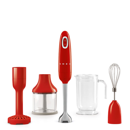 Smeg 50's Style Hand Blender With Accessories Red HBF22RDSA