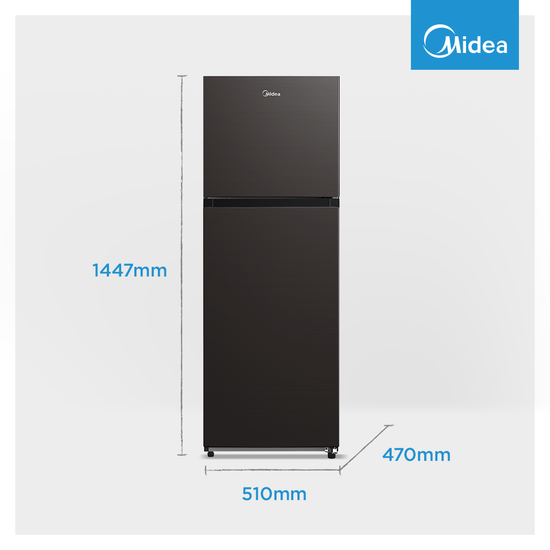 Midea 173L Top Mount Freezer Black HD-216FN-BLACK