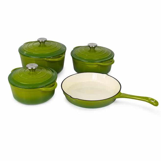 Cast Iron 7 Piece Cookware Pot Set Green