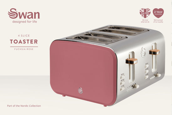 Swan Nordic Fuchsia Rose 4 Slice Toaster SNT4FR