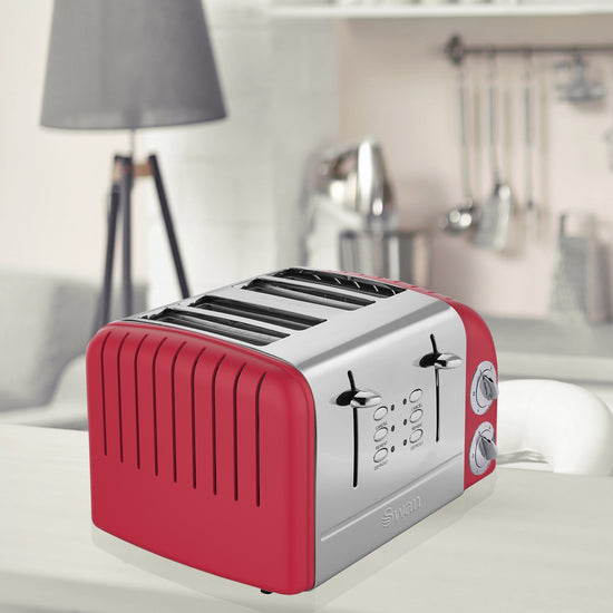 Swan 4 Slice Retro Red Toaster SRT6R