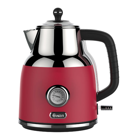 Swan 1,7 Litre Red Cordless Kettle with Temperature Gauge SRK42R