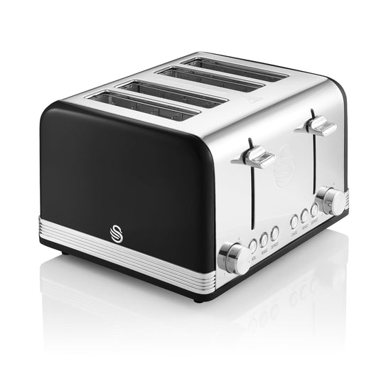 Swan Retro Black 4 Slice Toaster SRT4B