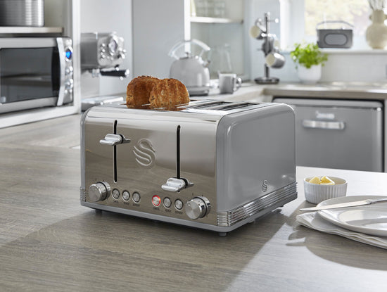 Swan Retro Grey 4 Slice Toaster SRT4G