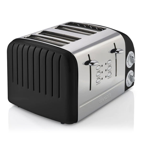 Swan 4 Slice Retro Black Toaster SRT6B