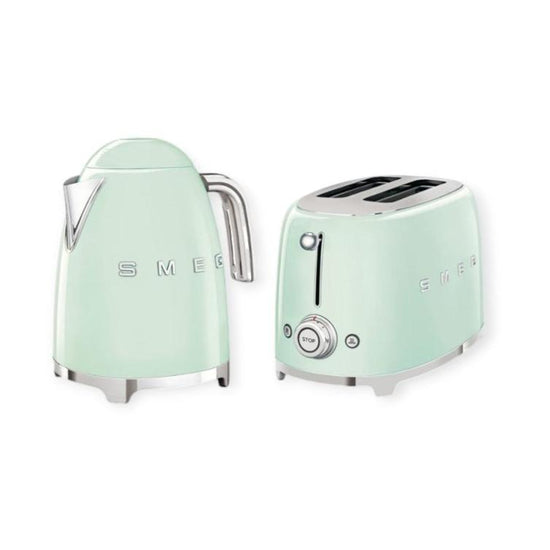 Smeg Retro 1.7l Kettle & 2 Slice Toaster Pastel Green Combo KLF03PGSA + TSF01PGSA