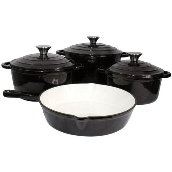 Cast Iron 7 Piece Cookware Pot Set Black