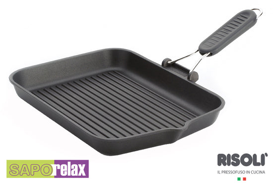 Risoli Saporelax Non-stick Grill Pan With Grey Folding Handle 26cm 0090AX26T00