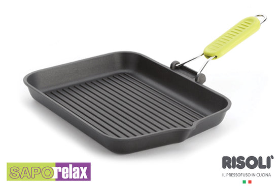 Risoli Saporelax Non-stick Grill Pan With Yellow Folding Handle 26cm 0090AX126TO