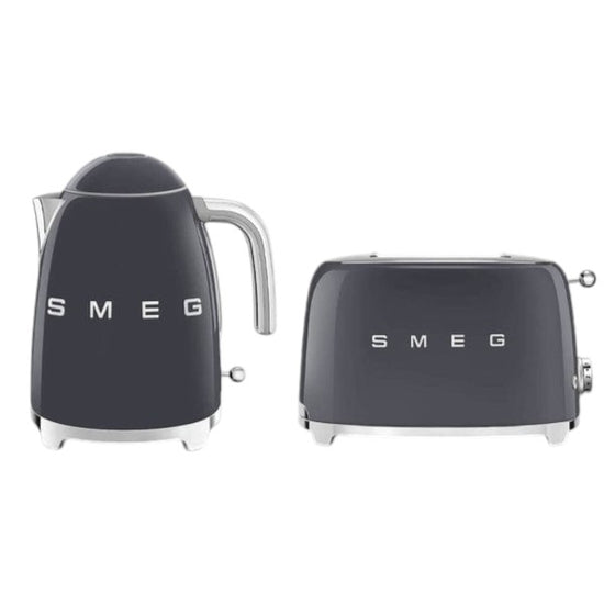 Smeg Retro 1.7l Kettle & 2 Slice Toaster Slate Grey Combo KLF03GRSA + TSF01GRSA